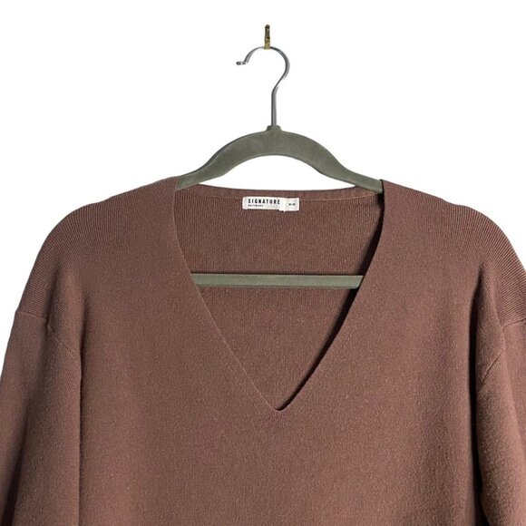 Reitmans Women's Mauve Balloon Sleeve V-Neck Sweater - Picture 2 of 8